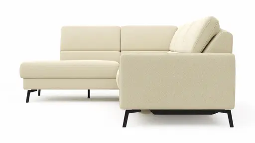 Ecksofa Valera - Ecke mit 3-Sitzer rechts inkl. Rückenlehne verstellbar und Relaxfunktion motorisch, Stoff, Natur