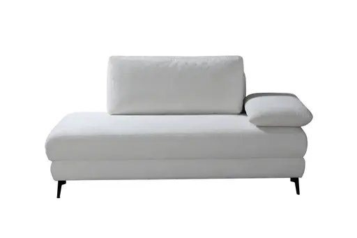 Einzelliege - Schlaffunktion mit Bettkasten, Armteil verstellbar, Stoff, Weiß