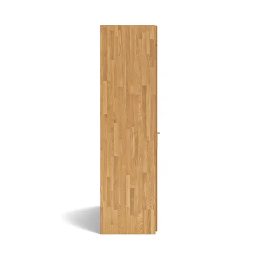Drehtürenschrank Baltimore - B ca. 244 cm, Wildeiche massiv, Glas Cremeweiß matt