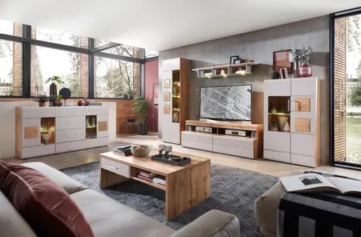 Couchtisch - LB ca. 110x64 cm, Eiche Altholz Nachbildung, Kaschmir