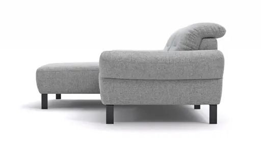 Ecksofa David - Longchair links mit 1,5-Sitzer inkl. Kopfstütze/Armlehne verstellbar, Stoff, Hellgrau