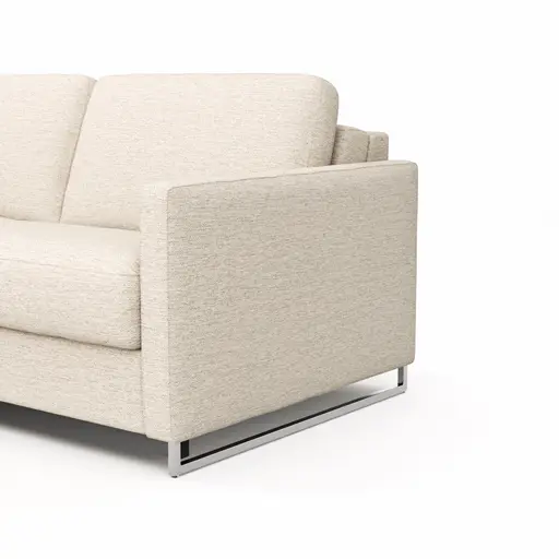 Ecksofa Nuoro - Longchair links mit 2-Sitzer inkl. Schlaffunktion und Bettkasten, Stoff, Beige