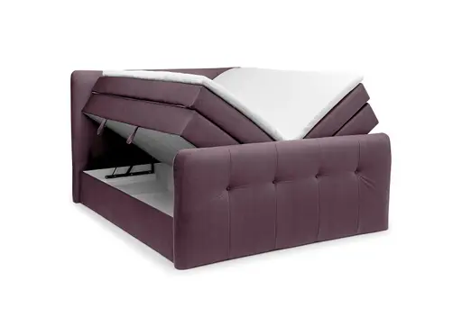 Boxspringbett HOLLIE- Liegefläche ca. 180x200 cm, Stoff, Brombeer