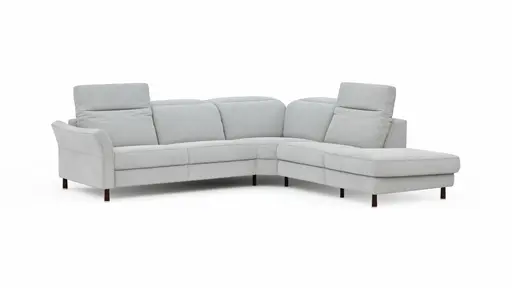 Ecksofa Rafaela - 2,5-Sitzer, Ecke rechts, Kopfteil verstellbar (manuell), Webstoff, Ecru