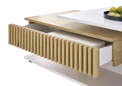 Couchtisch - LB ca. 110x60 cm, Weiß, Artisan Eiche Nachbildung