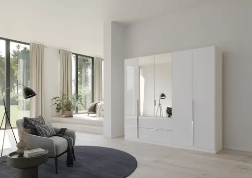 Drehtürenschrank RAGONA SPIN- B ca. 226 cm, Weiß, Weiß Hochglanz