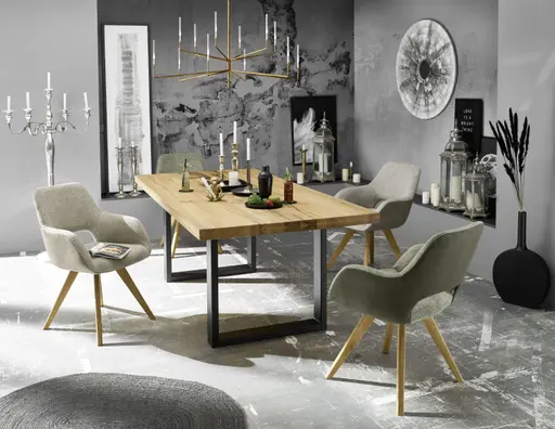 Esstisch - LB ca. 200x100 cm, Zerreiche massiv geölt, Schwarz