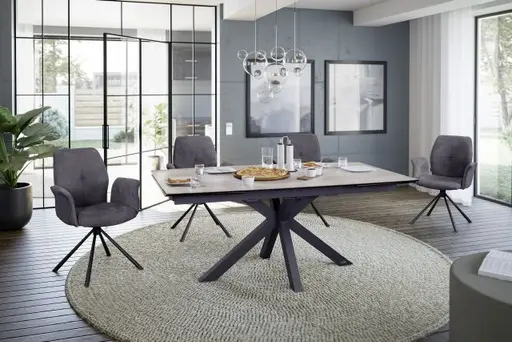 Esstisch MELANIA - ausziehbar, LB ca. 180x95, Keramik, Braun