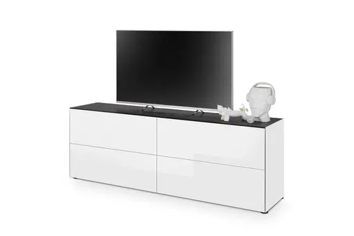 Lowboard - B ca. 181 cm, Weiß, Keramikoptik