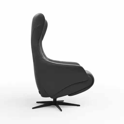 Relaxsessel Follina - Relaxfunktion (motorisch), Leder, Schwarz, Akku