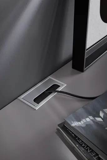 Wohnwand 4450 - Lack, Grau, Nussbaum