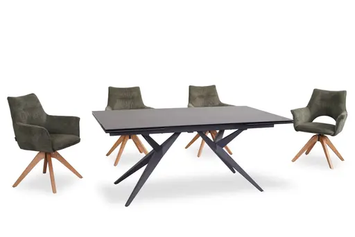 Esstisch MICHELA - ausziehbar, LB ca. 180x95 cm, Glaskeramik, Dunkelgrau