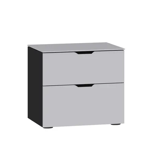 Nachtkommode JOIN IT- Glas, Hellgrau, Matt, Schwarz