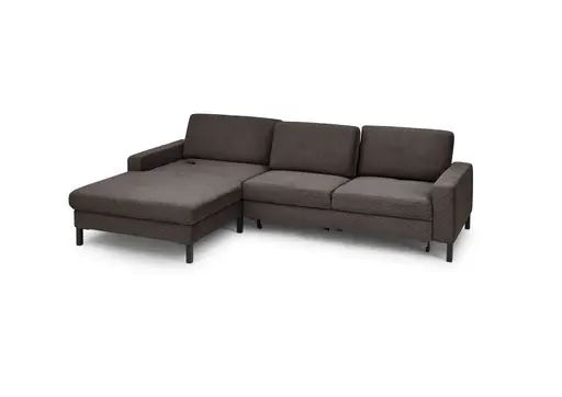 Ecksofa CALM MOVE 2.0 - Longchair links mit 2,5-Sitzer, Schlaffunktion, Feincord, Mocca