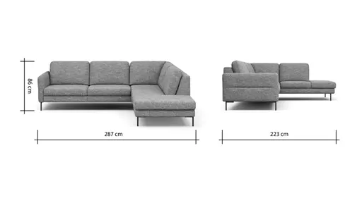 Ecksofa Enna - 3-Sitzer, Ecke rechts, Sitzvorzug (motorisch), Stoff, Anthrazit