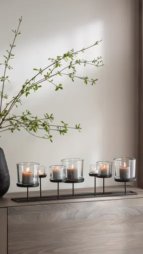 Windlicht - Eisen/Glas, Länge ca. 70 cm, Schwarz