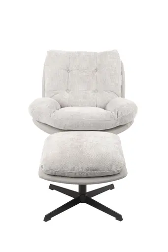 Relaxsessel mit Hocker - drehbar, Chenille, Kunstleder, Sand