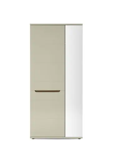 Garderobenschrank - B ca. 90 cm, Kaschmir, Nussbaum Nachbildung, Spiegel