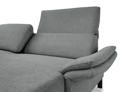 Ecksofa CALM PREMIUM 2.0 - Longchair links mit 3-Sitzer, Rückenlehne verstellbar, Stoff, Anthrazit
