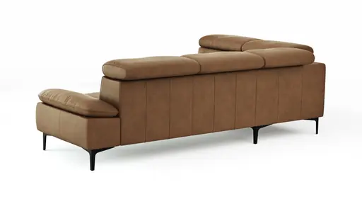 Ecksofa Felipa - Ecke links mit 2,5-Sitzer inkl. Kopfteil verstellbar, Leder, Cognac