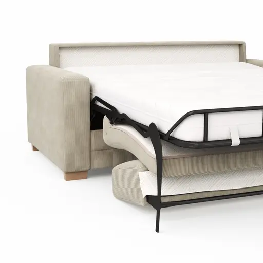 Sofa Lakeville 1 - 2-Sitzer inkl. Schlaffunktion, Gestell Schwarz, Stoff, Beige