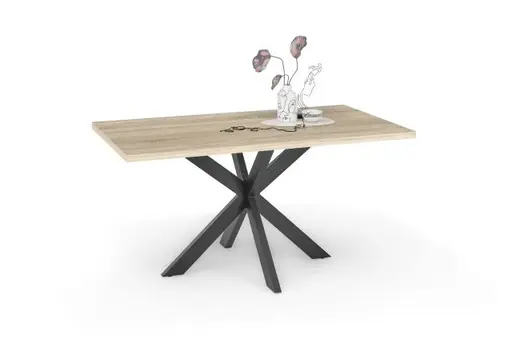 Esstisch - LB ca. 140x90 cm, Eiche sägerau, Schwarz