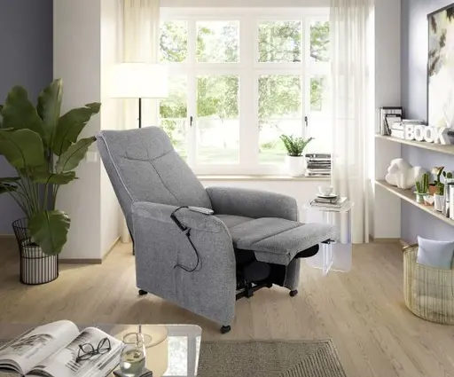 TV-Sessel - Relaxfunktion, Stoff, Grau