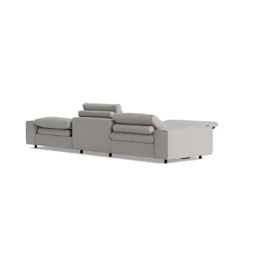 Ecksofa Serava - Longchair links mit 2,5-Sitzer, Stoff, Grau
