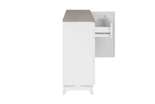 Kommode - B ca. 133 cm, Weiß, Sandstein Nachbildung