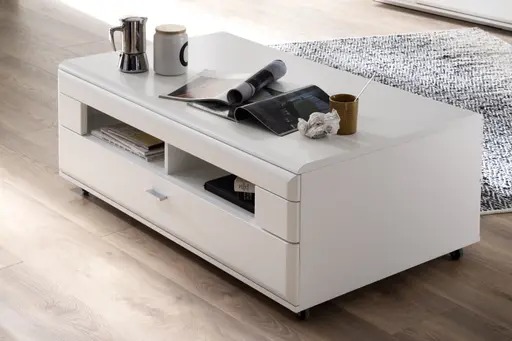 Couchtisch - mit Schubkasten, LBH ca. 70x115x44 cm, Weiß