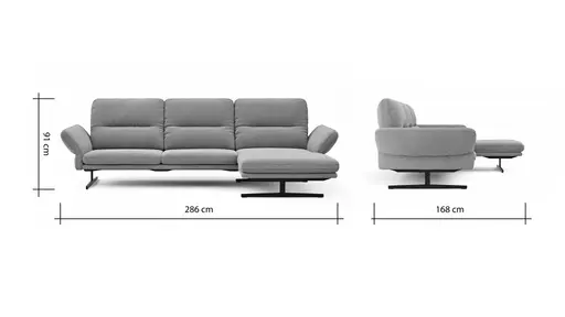 Ecksofa Alexander -  3-Sitzer mit Longchair rechts inkl. Kopfstütze/Armlehne verstellbar, Stoff, Braungrün