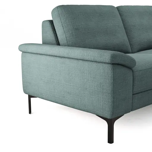 Ecksofa Anna - 2,5-Sitzer mit Longchair rechts, Relaxfunktion/Sitzvorzug motorisch, Stoff, Aqua