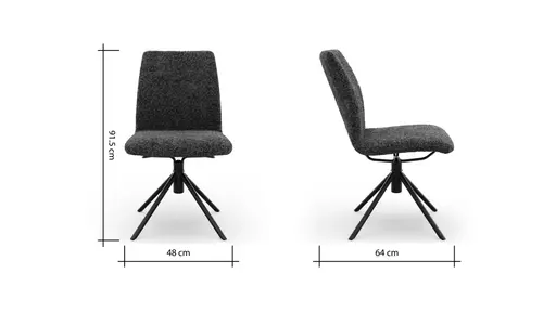 Stuhl Sedana - drehbar, Stoff, Dunkelgrau