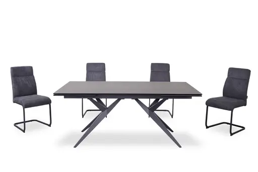 Esstisch MICHELA - ausziehbar, LB ca. 180x95 cm, Glaskeramik, Dunkelgrau
