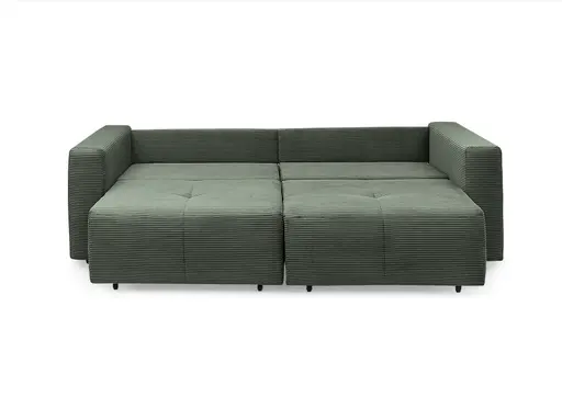 Megasofa Juless - Schlaffunktion mit Bettkasten, Cord, Grün