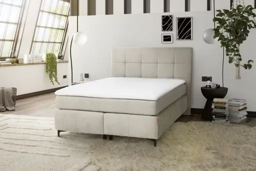 Boxspringbett- Ligefläche ca. 140x200 cm, Stoff, Beige