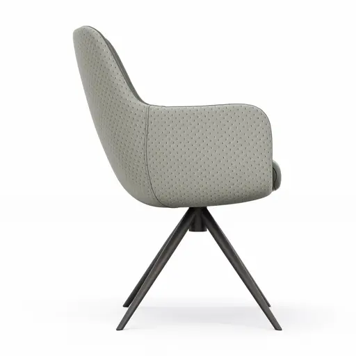 Armlehnstuhl Mis - Leder, Dunkelgrau, Stoff, Grau, Gestell Stativ