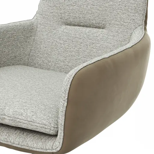 Armlehnstuhl Macano - drehbar, Stoff & Leder, Hellgrau, Steingrau