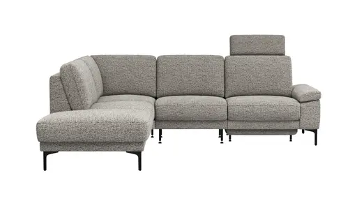 Ecksofa Matero - Ecke mit 2-Sitzer rechts inkl. Relaxfunktion motorisch und Sitzvorzug, Stoff, Graubeige