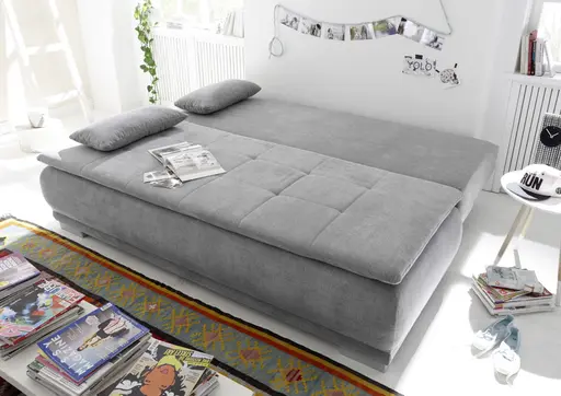 Dauerschlafsofa - 3-Sitzer inkl. Schlaffunktion und Bettkasten, Stoff Schlamm