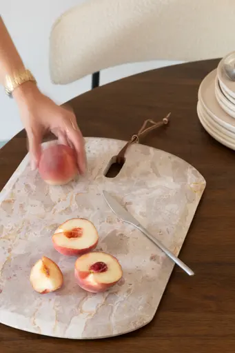 Servier-Brett - LBH ca. 45x30x2 cm, Marmor Beige