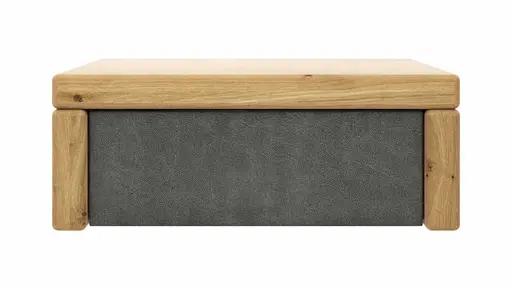 Nachttisch 1660 - Wildeiche massiv, geölt / Schubladenfront, Stoff, Graphit
