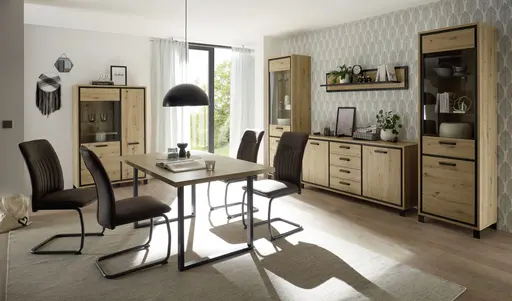 Sideboard FARIDA - Eiche Dekor, Schwarz