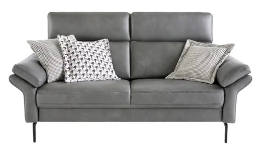 Sofa Atella - 2,5-Sitzer, inklusive Kopfteilverstellung, Leder, Anthrazit
