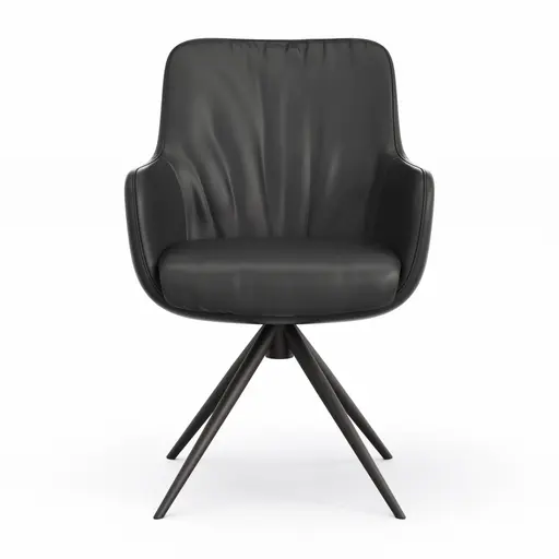 Armlehnstuhl Mis Legere - Leder, Schwarz, Stativ, Anthrazit
