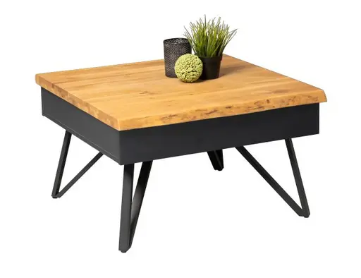 Couchtisch - B/H/T ca. 75x45x75 cm, Wildeiche massiv