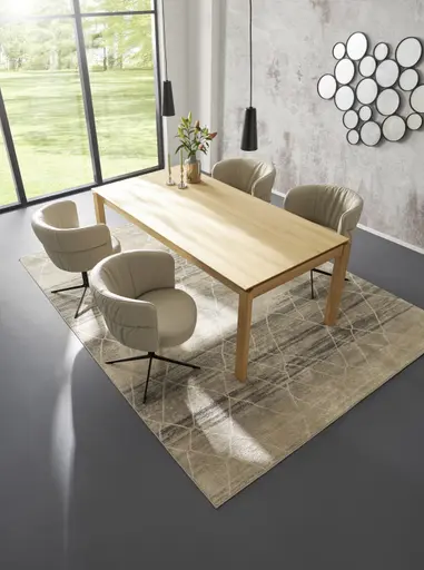 Armlehnstuhl Milana - drehbar, Leder, Offwhite