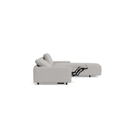 Ecksofa Serava - Longchair links mit 2,5-Sitzer, Stoff, Grau