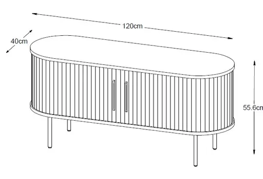 TV-Lowboard - B ca. 120 cm, Eiche Furnier, Weiß