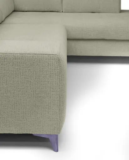 Ecksofa -2-Sitzer mit Ecke rechts, Kopfteil verstellbar, Sitztiefe verstellbar motorisch, Stoff, Perlmutt